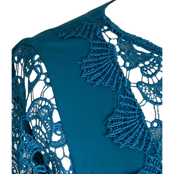 Antonio Melani Lace Sheath Dress Blue Teal Formal - Picture 5 of 8